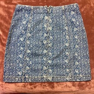 Free People NWOT Womens Modern Femme Skirt Indigo Floral Denim